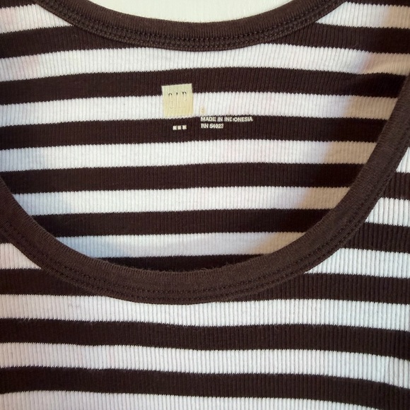 3/$21 | GAP Striped Ribbed Tank Tops, Set of 2, Medium, Gray and Brown Stripe - Picture 8 of 9